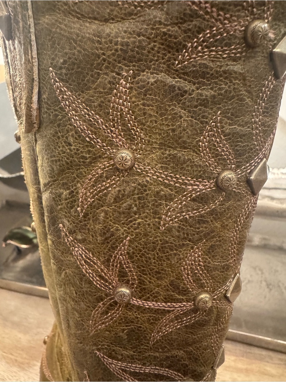 Old Gringo Olive Polostud 13" Cowboy Boots - Picture 8 of 15